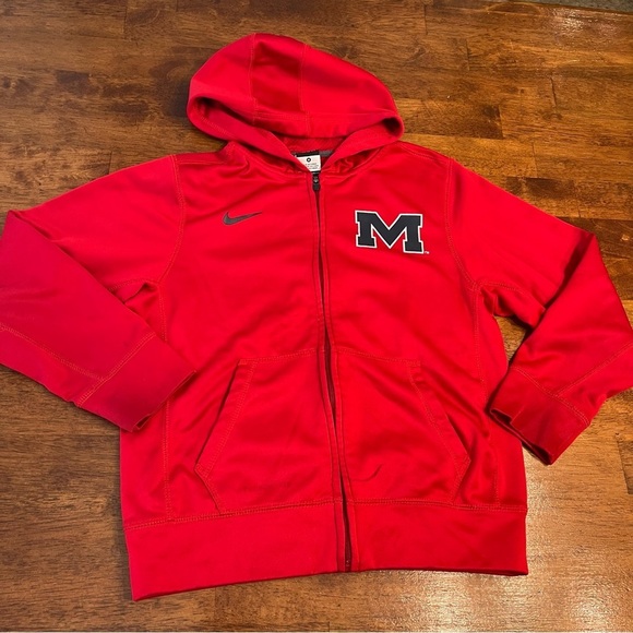 Nike Boys red Ole Miss Thermafit hoodie zip up size medium - Picture 1 of 5
